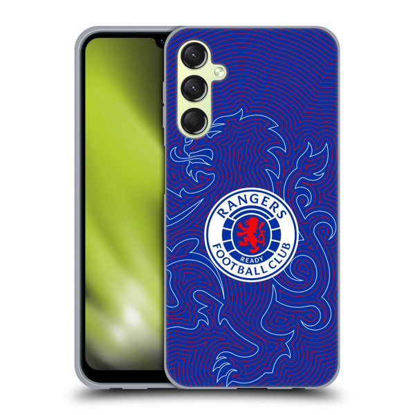 Rangers FC Crest Lion Pinstripes Pattern Soft Gel Case for Samsung Galaxy A24 4G / Galaxy M34 5G