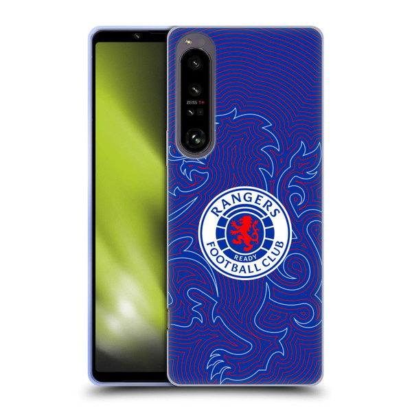 Rangers FC Crest Lion Pinstripes Pattern Soft Gel Case for Sony Xperia 1 IV