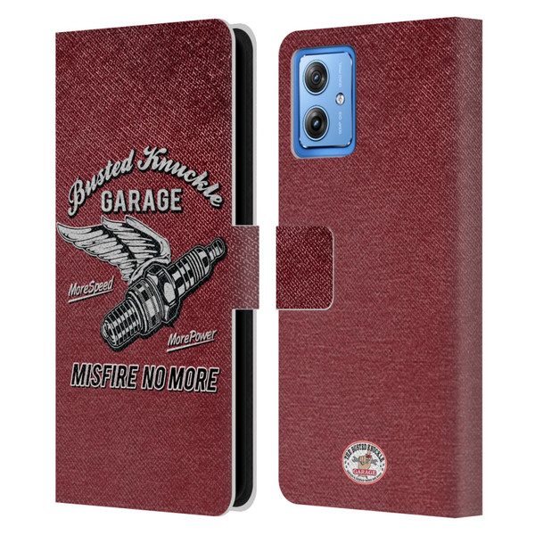 Busted Knuckle Garage Graphics Misfire Leather Book Wallet Case Cover For Motorola Moto G54 5G