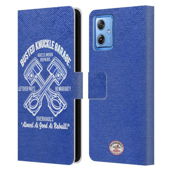Busted Knuckle Garage Graphics Overhauls Leather Book Wallet Case Cover For Motorola Moto G54 5G