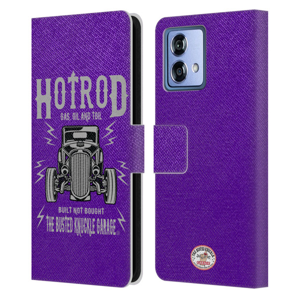 Busted Knuckle Garage Graphics Hot Rod Leather Book Wallet Case Cover For Motorola Moto G84 5G