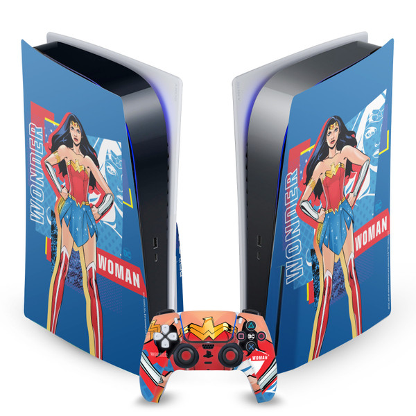 DC Women Core Compositions Wonder Woman Vinyl Sticker Skin Decal Cover for Sony PS5 Disc Edition Bundle