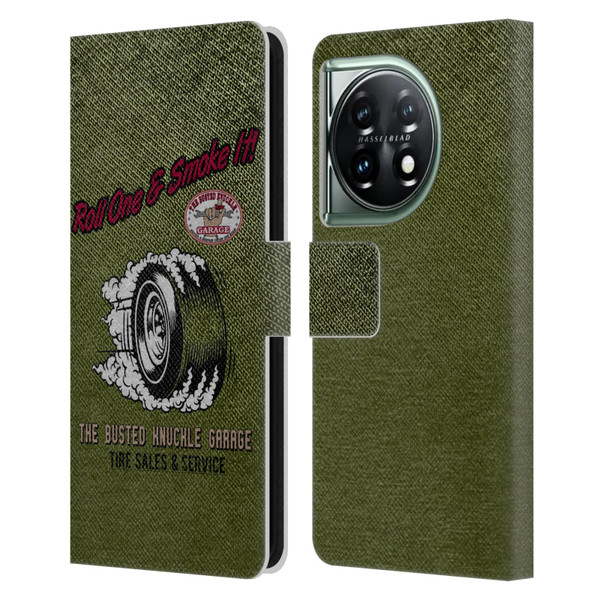 Busted Knuckle Garage Graphics Tire Leather Book Wallet Case Cover For OnePlus 11 5G