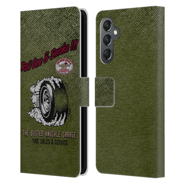 Busted Knuckle Garage Graphics Tire Leather Book Wallet Case Cover For Samsung Galaxy A25 5G