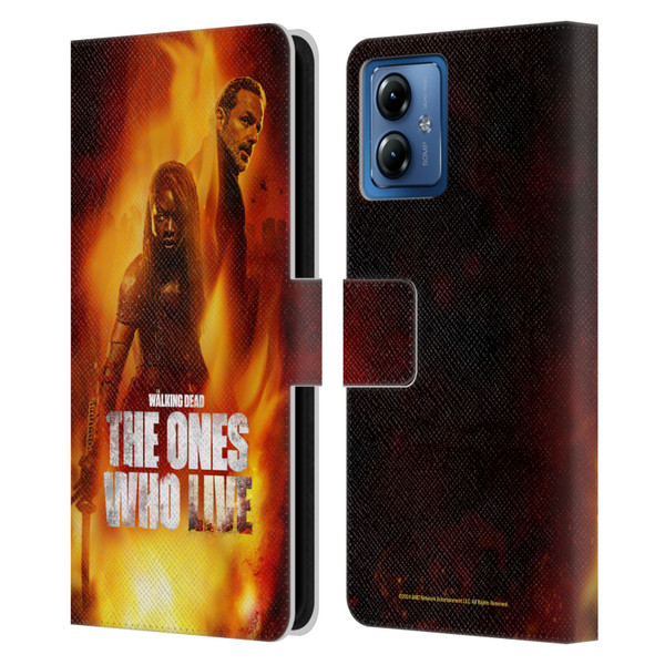 The Walking Dead: The Ones Who Live Key Art Poster Leather Book Wallet Case Cover For Motorola Moto G14
