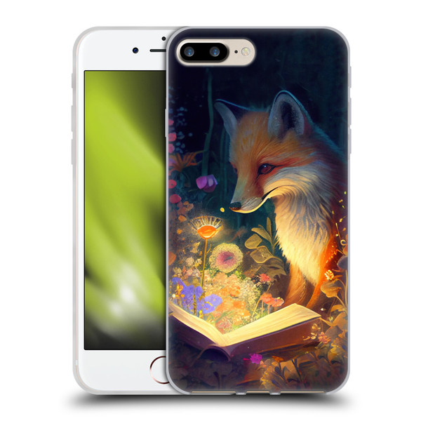 JK Stewart Art Fox Reading Soft Gel Case for Apple iPhone 7 Plus / iPhone 8 Plus