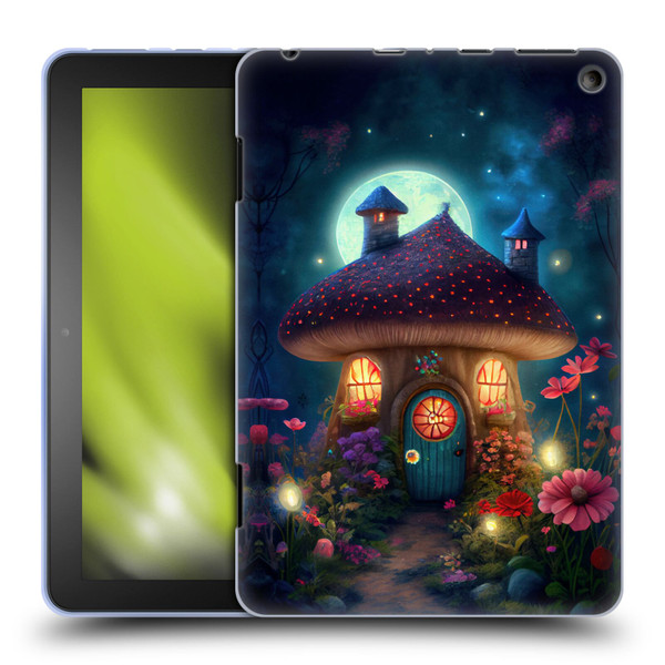 JK Stewart Graphics Mushroom House Soft Gel Case for Amazon Fire HD 8/Fire HD 8 Plus 2020