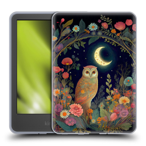 JK Stewart Key Art Owl Crescent Moon Night Garden Soft Gel Case for Amazon Kindle 11th Gen 6in 2022
