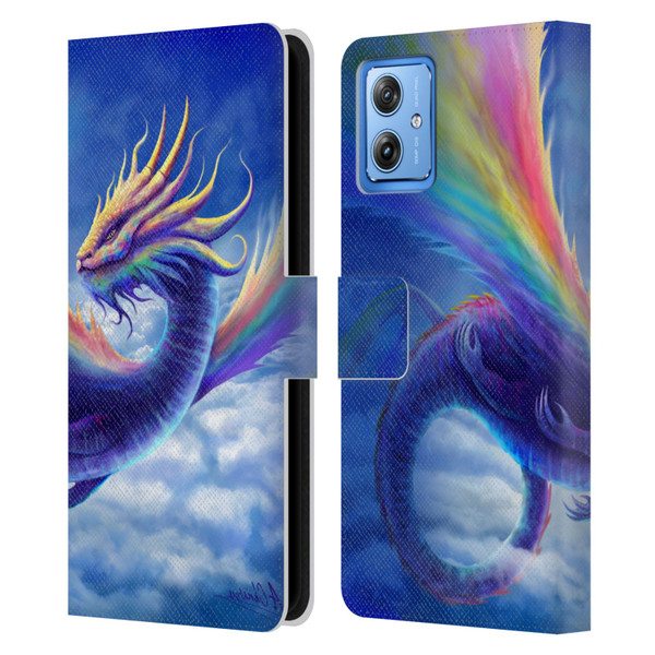 Anthony Christou Art Rainbow Dragon Leather Book Wallet Case Cover For Motorola Moto G54 5G