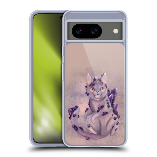 Ash Evans Graphics Amethyst Cat Soft Gel Case for Google Pixel 8