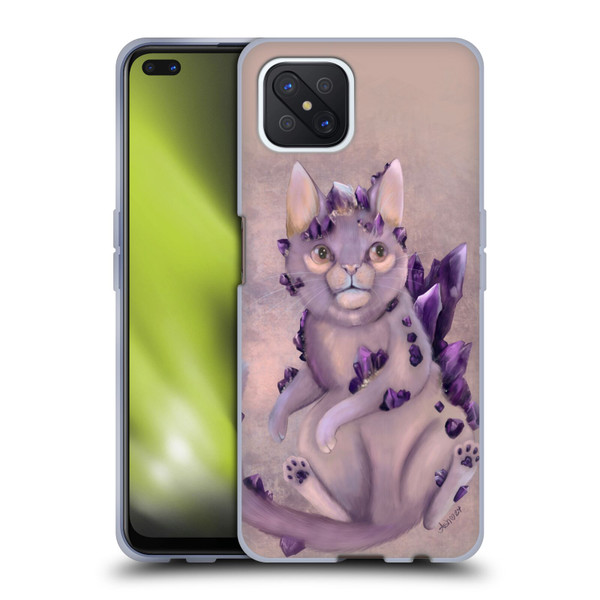 Ash Evans Graphics Amethyst Cat Soft Gel Case for OPPO Reno4 Z 5G