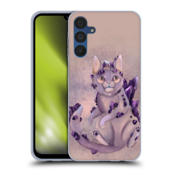 Ash Evans Graphics Amethyst Cat Soft Gel Case for Samsung Galaxy A15