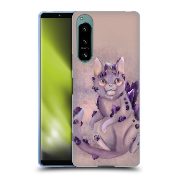 Ash Evans Graphics Amethyst Cat Soft Gel Case for Sony Xperia 5 IV