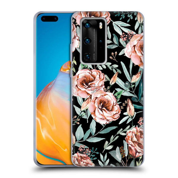 Anis Illustration Bloomers Black Soft Gel Case for Huawei P40 Pro / P40 Pro Plus 5G