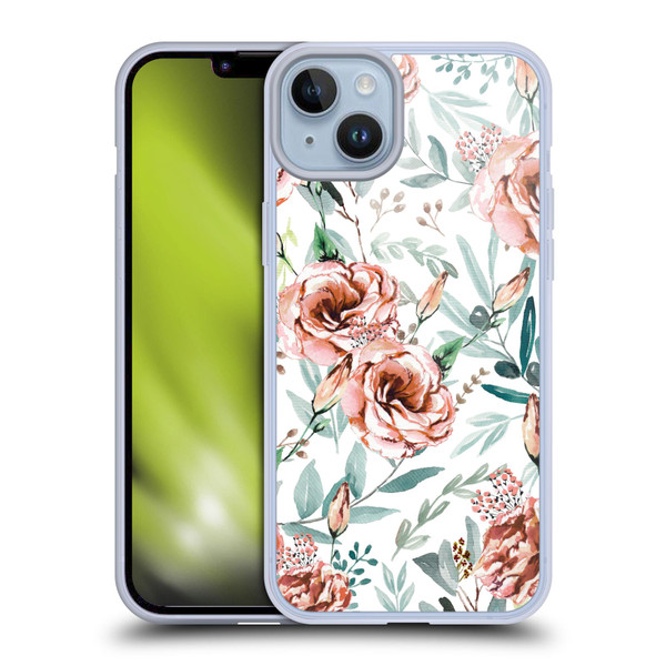 Anis Illustration Bloomers White Soft Gel Case for Apple iPhone 14 Plus