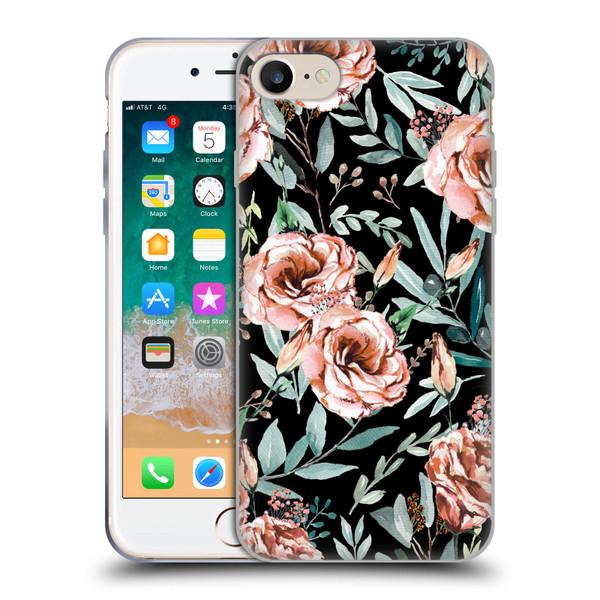 Anis Illustration Bloomers Black Soft Gel Case for Apple iPhone 7 / 8 / SE 2020 & 2022