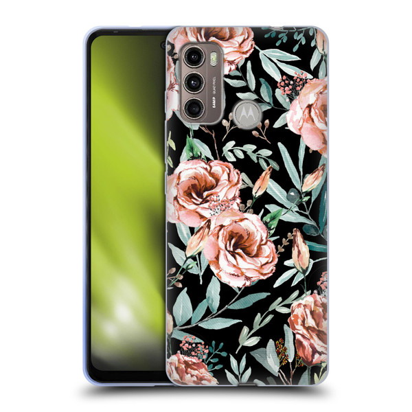 Anis Illustration Bloomers Black Soft Gel Case for Motorola Moto G60 / Moto G40 Fusion