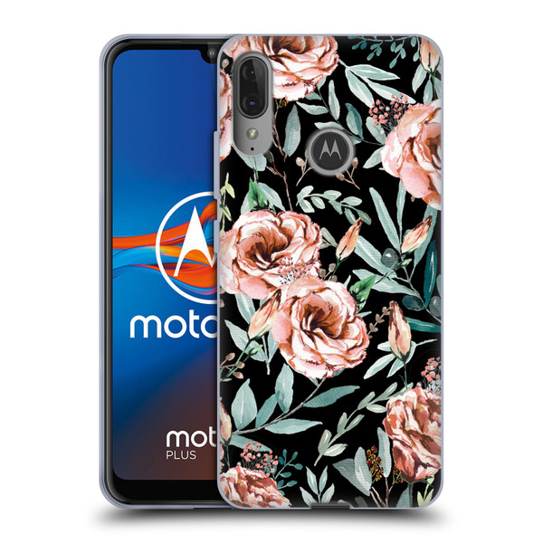 Anis Illustration Bloomers Black Soft Gel Case for Motorola Moto E6 Plus