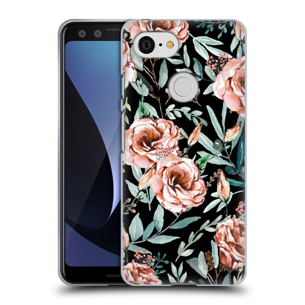 Anis Illustration Bloomers Black Soft Gel Case for Google Pixel 3