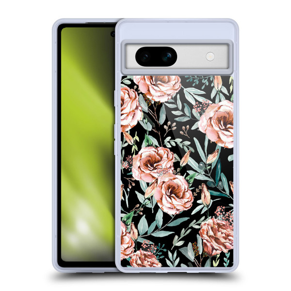 Anis Illustration Bloomers Black Soft Gel Case for Google Pixel 7a