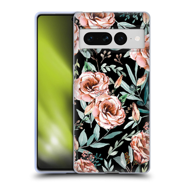 Anis Illustration Bloomers Black Soft Gel Case for Google Pixel 7 Pro