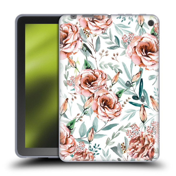 Anis Illustration Bloomers White Soft Gel Case for Amazon Fire HD 8/Fire HD 8 Plus 2020