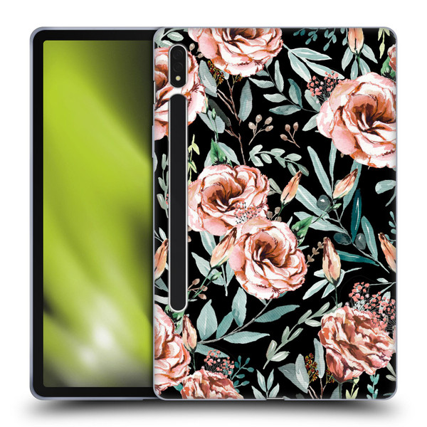 Anis Illustration Bloomers Black Soft Gel Case for Samsung Galaxy Tab S8