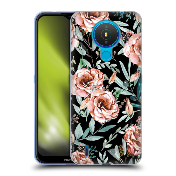 Anis Illustration Bloomers Black Soft Gel Case for Nokia 1.4