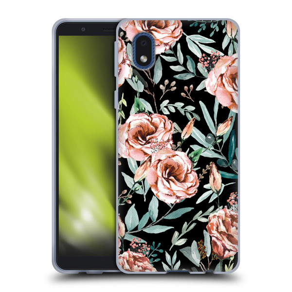Anis Illustration Bloomers Black Soft Gel Case for Samsung Galaxy A01 Core (2020)