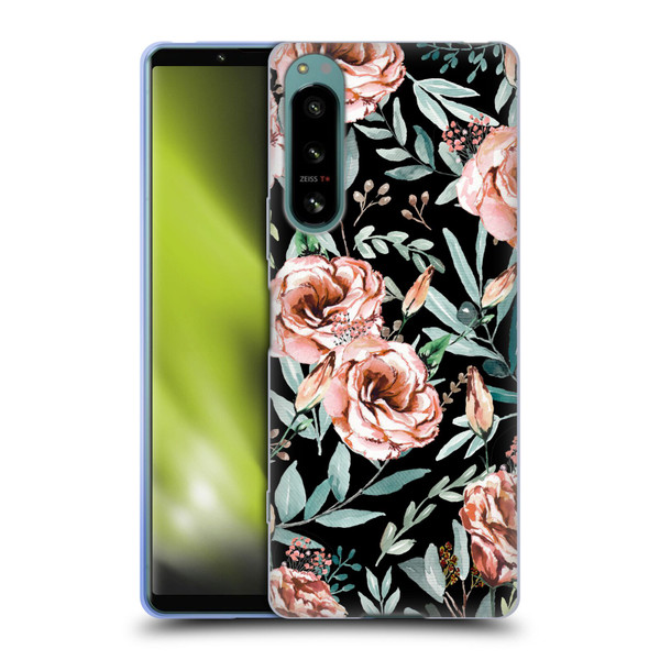 Anis Illustration Bloomers Black Soft Gel Case for Sony Xperia 5 IV