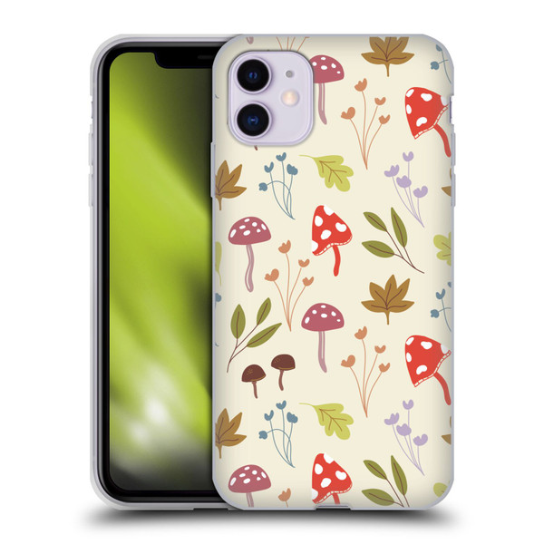 Anis Illustration Floral And Leaves Cute Mushrooms Soft Gel Case for Apple iPhone 11