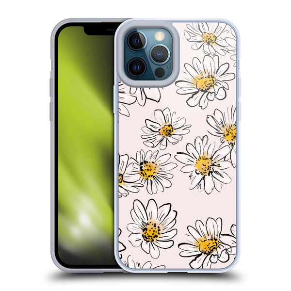 Anis Illustration Floral And Leaves Daisies Pink Pastel Soft Gel Case for Apple iPhone 12 Pro Max