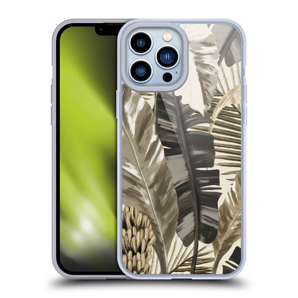 Anis Illustration Floral And Leaves Tropical Leaves Sepia Soft Gel Case for Apple iPhone 13 Pro Max