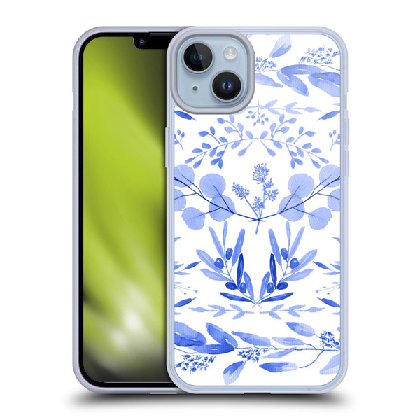 Anis Illustration Floral And Leaves Mediterranean Scene Soft Gel Case for Apple iPhone 14 Plus