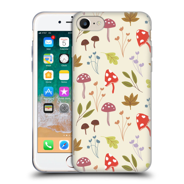 Anis Illustration Floral And Leaves Cute Mushrooms Soft Gel Case for Apple iPhone 7 / 8 / SE 2020 & 2022