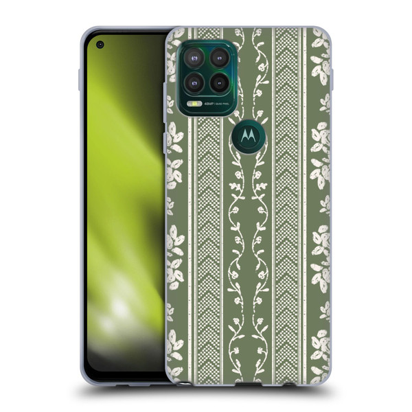 Anis Illustration Floral And Leaves Floral Stripes Green Soft Gel Case for Motorola Moto G Stylus 5G 2021