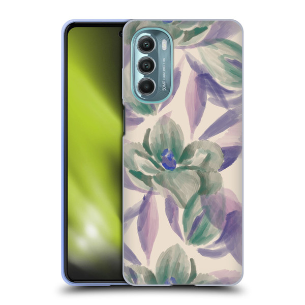 Anis Illustration Floral And Leaves Magnolias Paint Purple Soft Gel Case for Motorola Moto G Stylus 5G (2022)