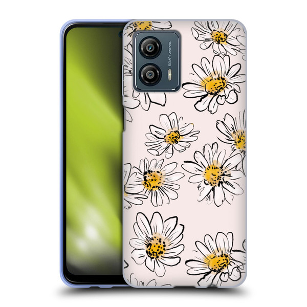 Anis Illustration Floral And Leaves Daisies Pink Pastel Soft Gel Case for Motorola Moto G53 5G