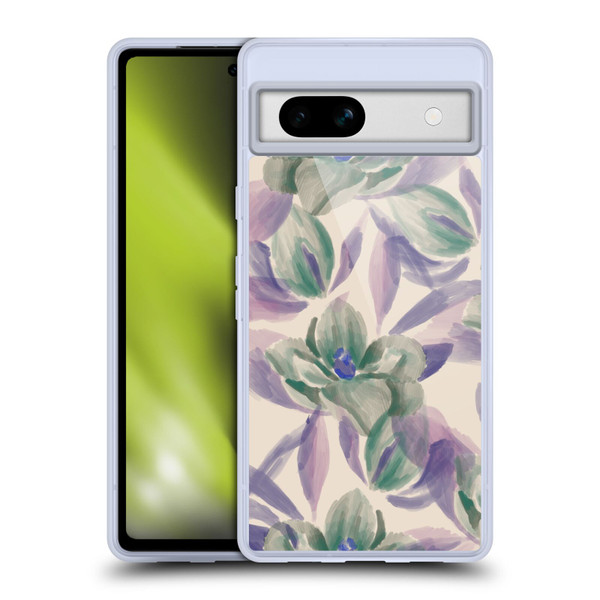 Anis Illustration Floral And Leaves Magnolias Paint Purple Soft Gel Case for Google Pixel 7a