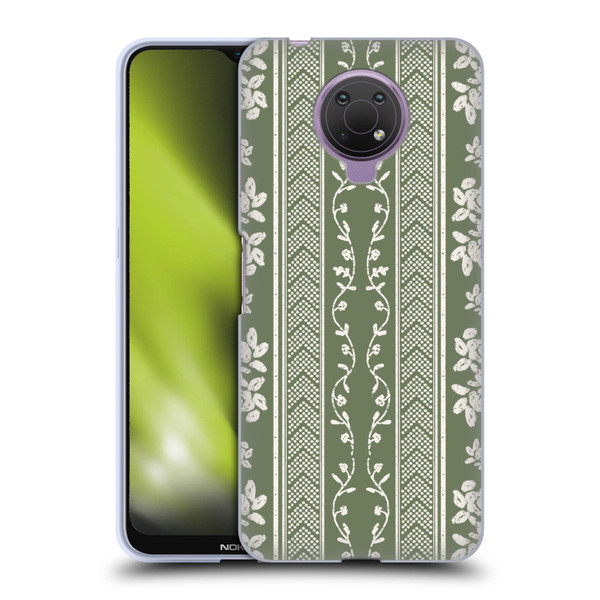 Anis Illustration Floral And Leaves Floral Stripes Green Soft Gel Case for Nokia G10