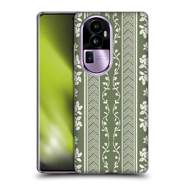 Anis Illustration Floral And Leaves Floral Stripes Green Soft Gel Case for OPPO Reno10 Pro+