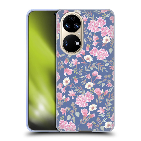 Anis Illustration Floral Pattern Romantic Blue Pink Soft Gel Case for Huawei P50