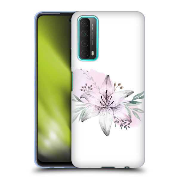 Anis Illustration Floral Pattern Lilium Flower Soft Gel Case for Huawei P Smart (2021)