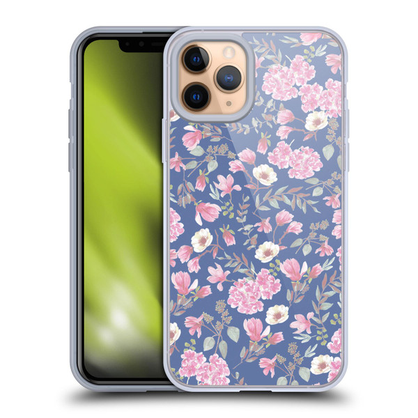 Anis Illustration Floral Pattern Romantic Blue Pink Soft Gel Case for Apple iPhone 11 Pro