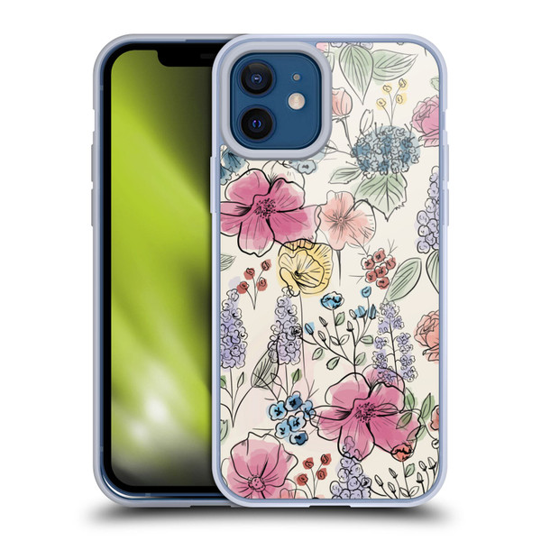 Anis Illustration Floral Pattern Wild Garden Soft Gel Case for Apple iPhone 12 / iPhone 12 Pro