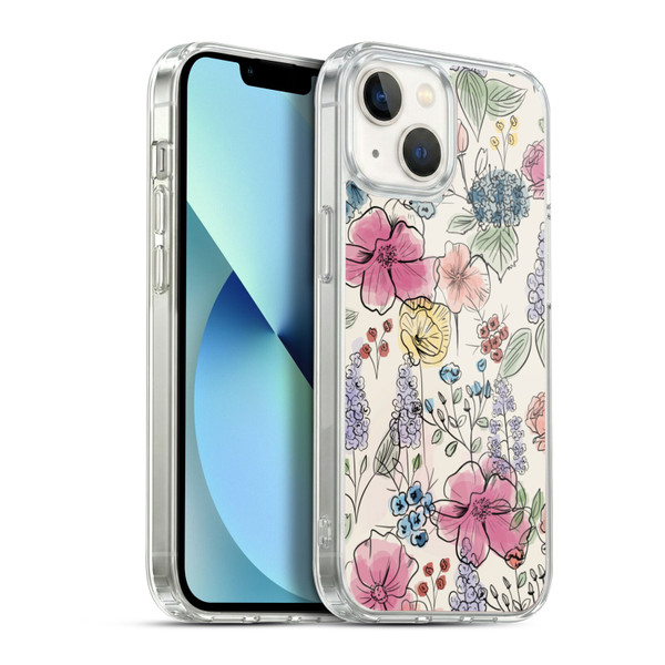 Anis Illustration Floral Pattern Wild Garden Soft Gel Case for Apple iPhone 13