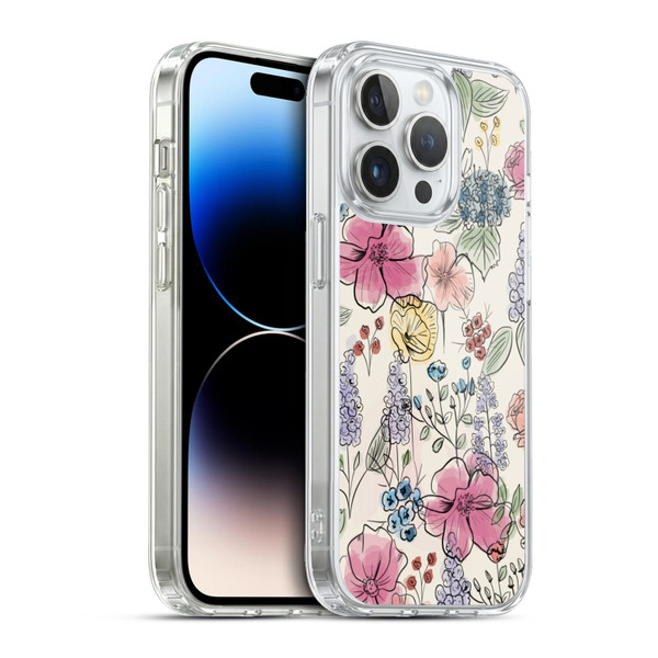 Anis Illustration Floral Pattern Wild Garden Soft Gel Case for Apple iPhone 13 Pro & MagSafe