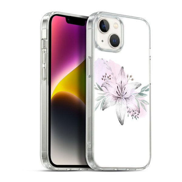 Anis Illustration Floral Pattern Lilium Flower Soft Gel Case for Apple iPhone 14 Plus & MagSafe