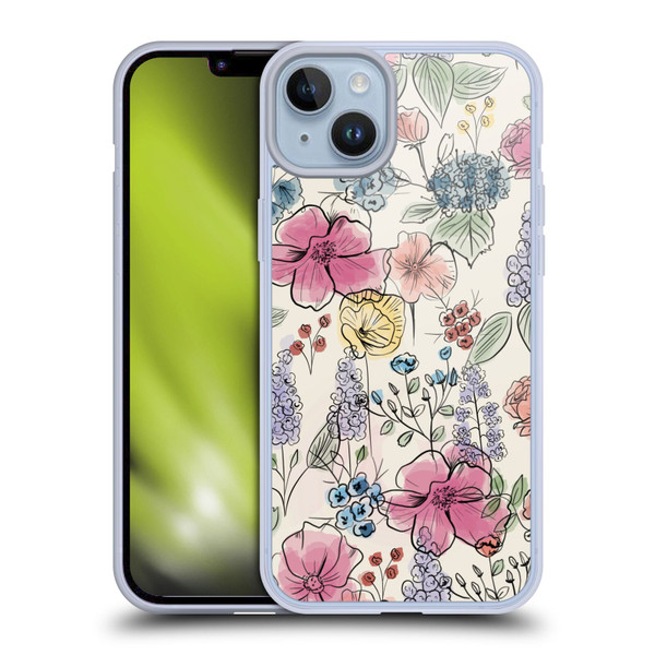 Anis Illustration Floral Pattern Wild Garden Soft Gel Case for Apple iPhone 14 Plus