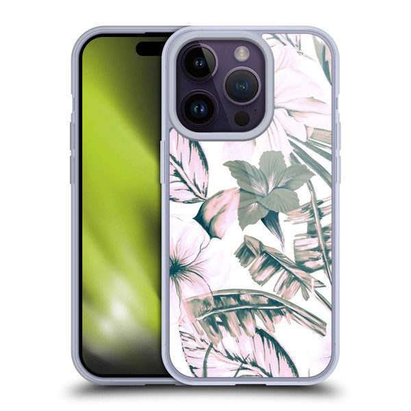 Anis Illustration Floral Pattern Pink Tropicals Soft Gel Case for Apple iPhone 14 Pro